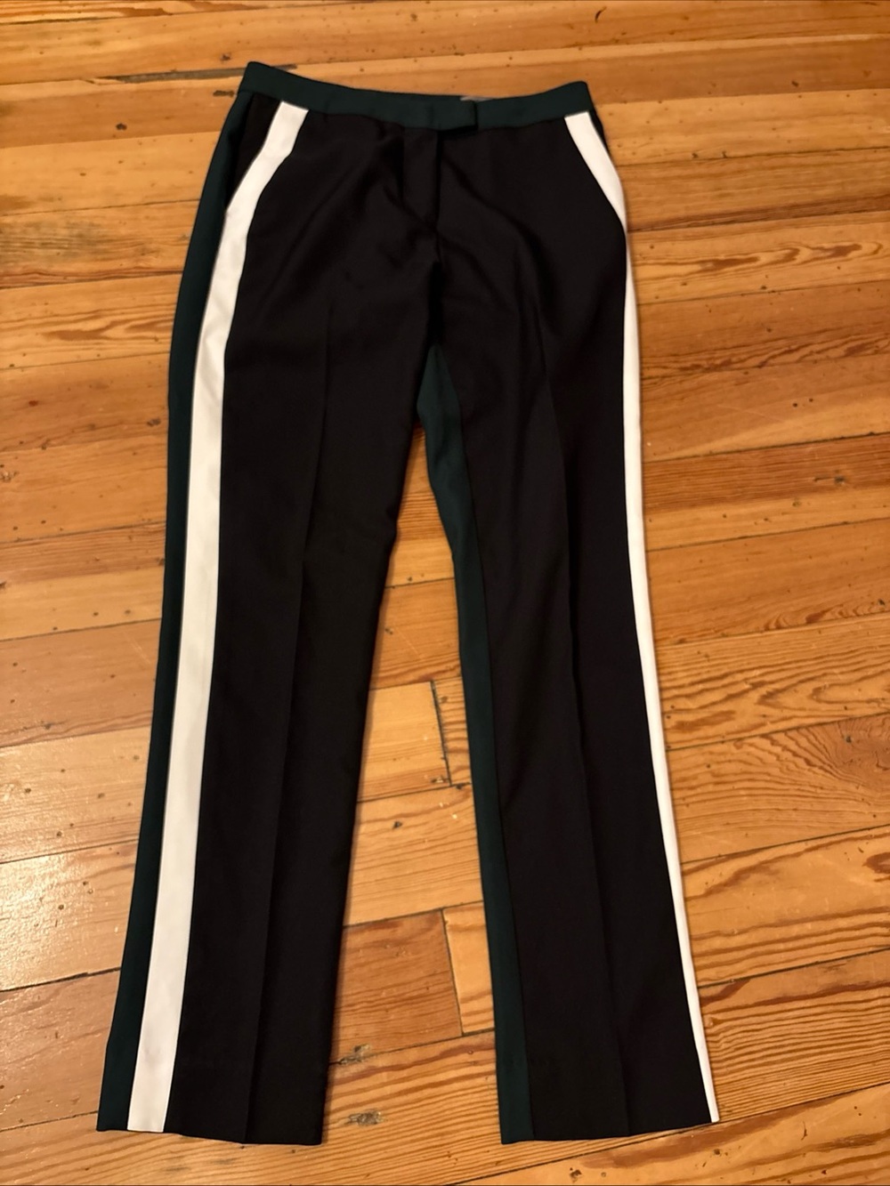 G/FORE Colorblock Golf Pants Womens 2 Pine Green Black Side Stripe Slim